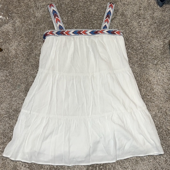 Blue Rain Tiered Square Neck Embroidered Midi Dress Size Medium - Picture 2 of 6